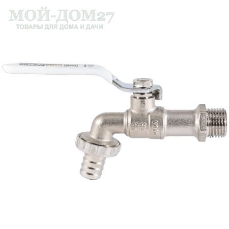 Кран шаровой 1/2" (водоразборный со штуцером и ручкой) | Мой-Дом27 | Подходит для умывальников Акватекс, ВИХРЬ, ЭЛБЭТ<br>
 Тип резьбы (наружная) - 1/2M <br>
 Диаметр трубы - 15 мм <br>
 Условный диаметр DN - 15 мм<br>
	Длина крана - 140 мм